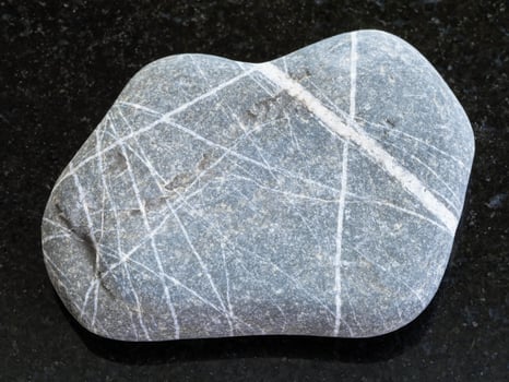 pebble of Greywacke sandstone on dark background photo
