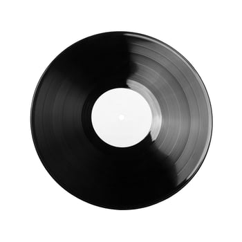 Black vinyl record isolated on white background photo