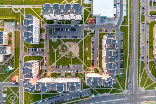 panoramic view of the residential area of high-rise buildings photo