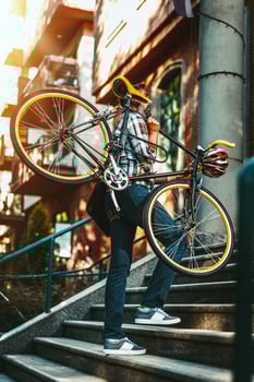 Man with bike photo