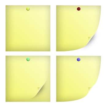 Yellow memo stick isolated on white background photo