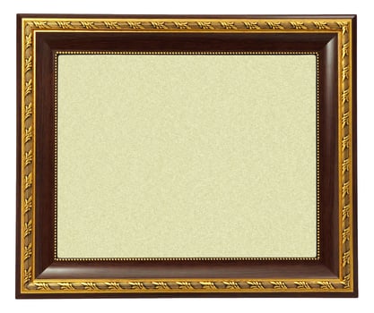 Gold frame on white background photo