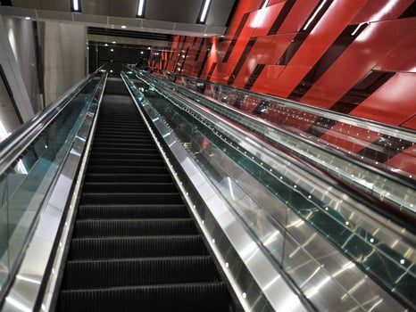 A modern escalators interior design in a LRT station photo