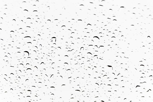 Drops of water and water beads on clear glass. photo