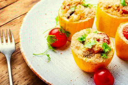 Baked squash and zucchini with quinoa photo