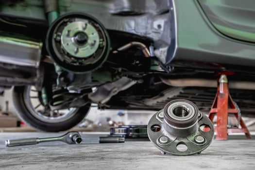 Real wheel bearing old part change on the car modify and service concept photo