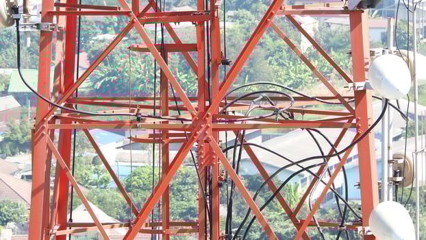 Telecommunication tower closeup. photo