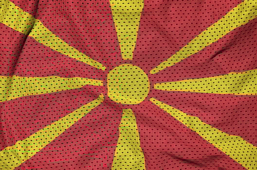 Macedonia flag printed on a polyester nylon sportswear mesh fabr photo