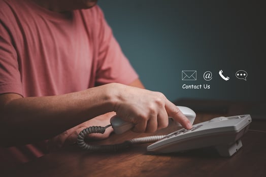 Communication contact us customer service,Telephone on the operator desk service center with message, phone, e mail, address icons, copy space. photo