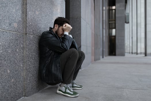 portrait of a man in need of psychological help photo