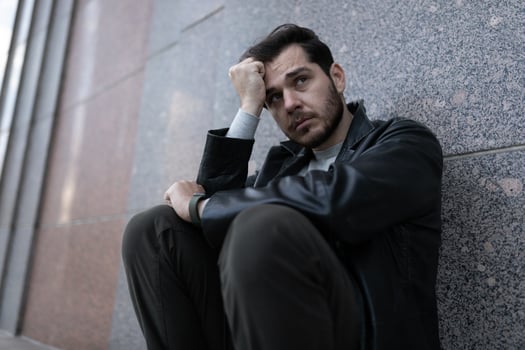 portrait of a man with symptoms of depressive disorders photo