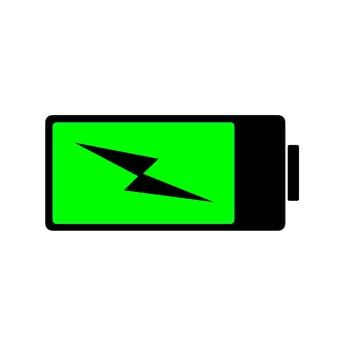 battery icon with charger isolate. photo