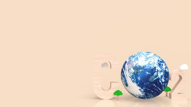 text and earth for co2 concept 3d rendering photo