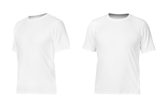 Three white T-shirts isolated on white photo