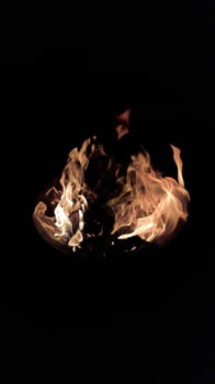 Burning fire on black background and portrait mode 01 photo