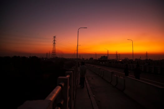 Colorful dramatic landscape  view  after sunset photo