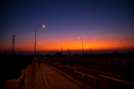 Colorful dramatic landscape  view  after sunset photo