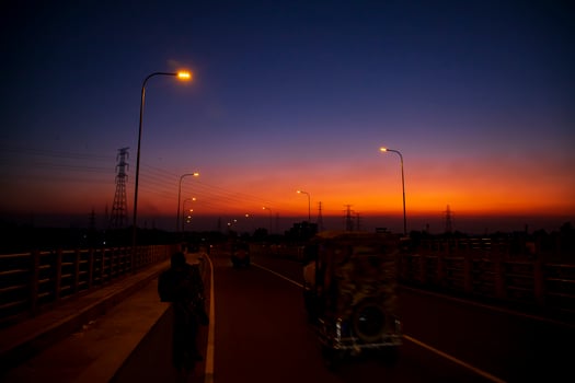 Colorful dramatic landscape  view  after sunset photo