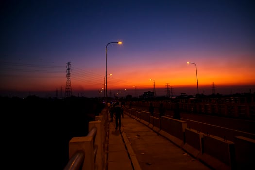 Colorful dramatic landscape  view  after sunset photo