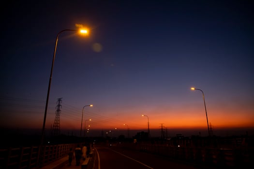 Colorful dramatic landscape  view  after sunset photo