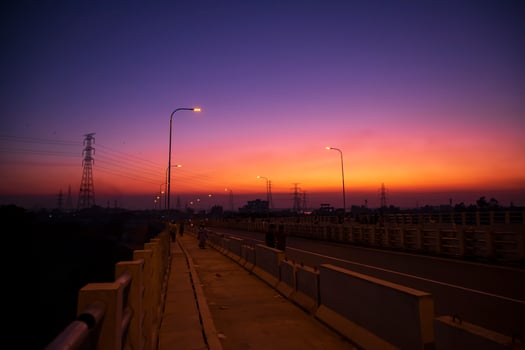 Colorful dramatic landscape  view  after sunset photo