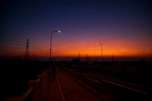 Colorful dramatic landscape  view  after sunset photo