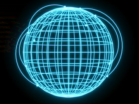 3D Rendering Illustration Sphere Glowing neon light   for future premium product and technology business finance photo