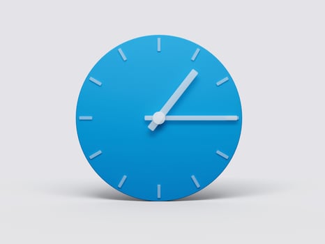 Minimal Clock time 1 15 o'clock or One fifteen on light pastel background 3d illustration photo