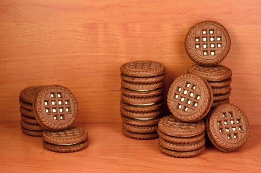 Sandwich round biscuits with vanilla filling photo