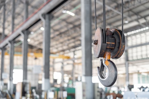 Overhead crane stop in crane home in factory industry work of engineering photo