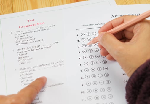 English multiple choice test photo