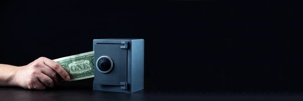 Bank safe with money photo