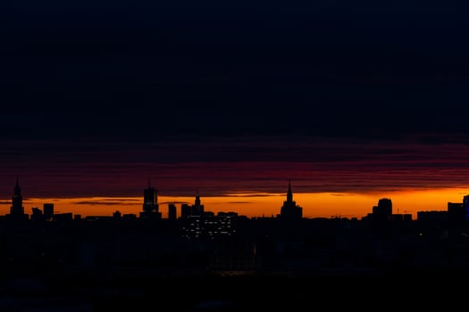 silhouette of Moscow at sunset photo