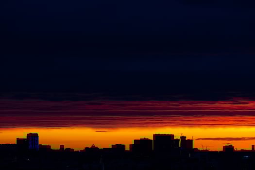 silhouette of Moscow at sunset photo