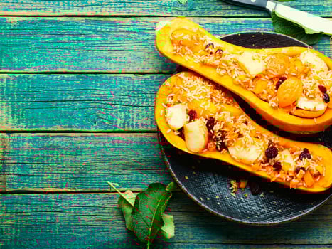 Pumpkin stuffed with fruit photo
