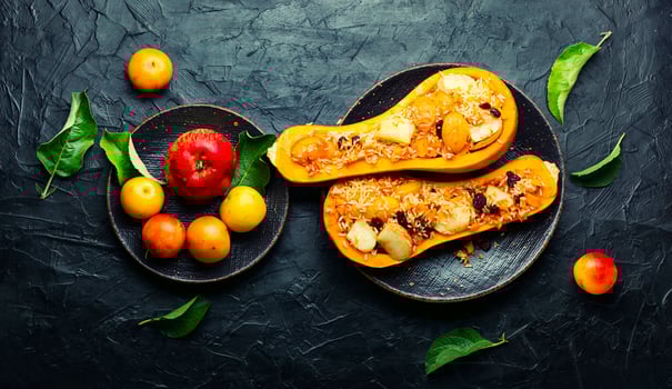 Pumpkin stuffed with plums,pumpkin in azerbaijani photo