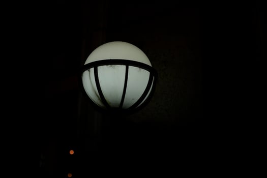 Lamp on street. Light in city. Round light source. photo