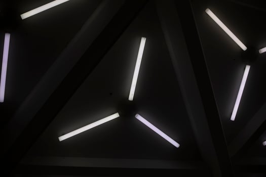 Lights on ceiling. Interior of building. Fluorescent Light. photo