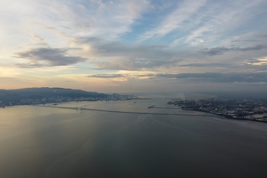 First Penang Bridge in sunset hour photo