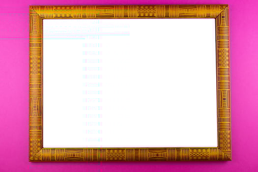 Wooden frame pink background photo