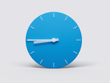 Minimal Clock time 8 45 o'clock or Eight Forty five on light pastel background 3d illustration photo