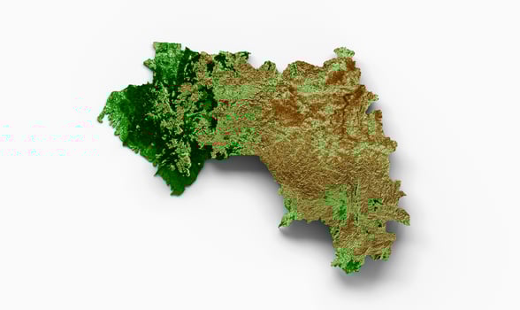 Guinea Topographic Map 3d realistic map Color 3d illustration photo