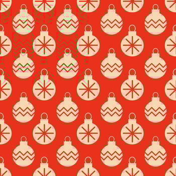 Christmas New Year seamless pattern with tree toys . photo