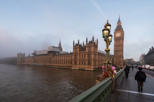 Palace of Westminster in the Fog in London photo