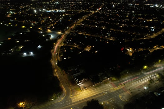 Best Aerial View of Luton City of England after Sunset photo