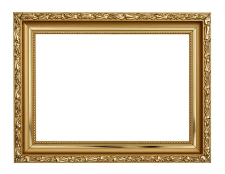 Gold frame on white background photo