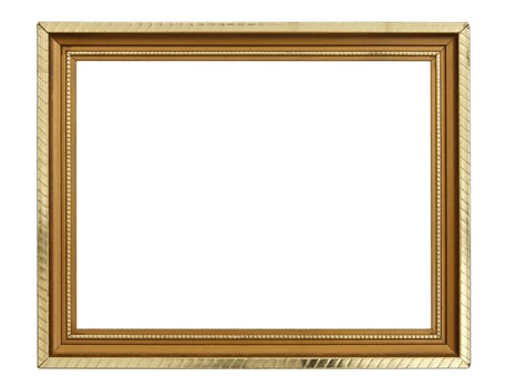 Gold frame on white background photo