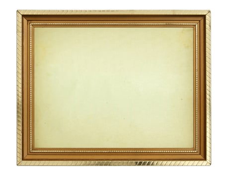 Gold frame on white background photo