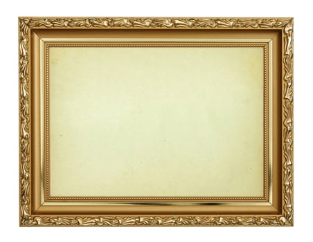 Gold frame on white background photo