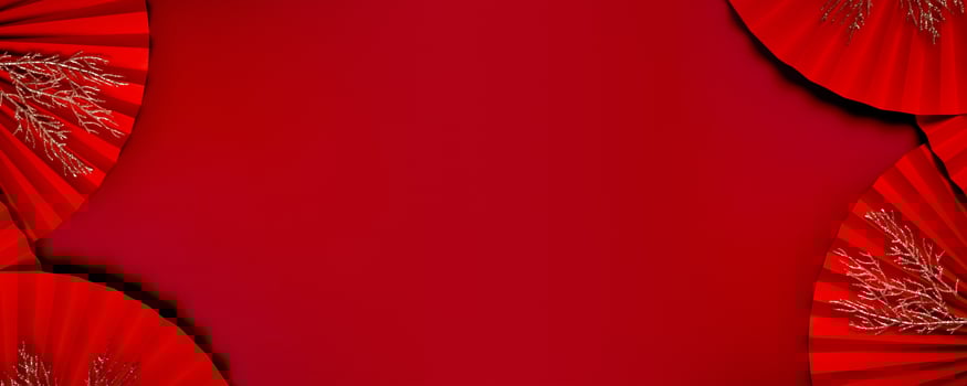 Banner with daper fans symbol Chinese new year top view with copy space photo